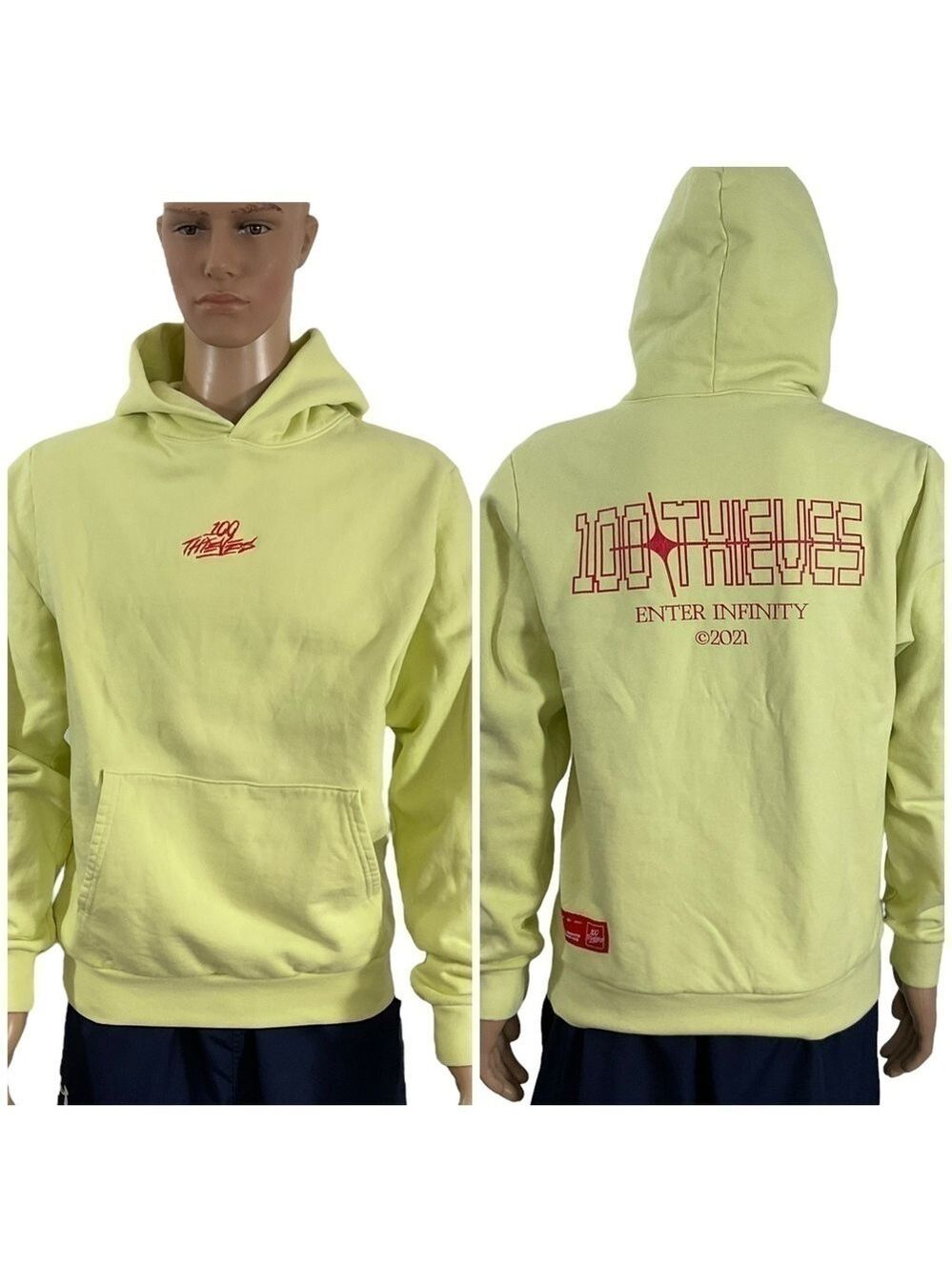 100 Thieves Enter Infinity Hoodie Lemonade Medium Made USA 2021